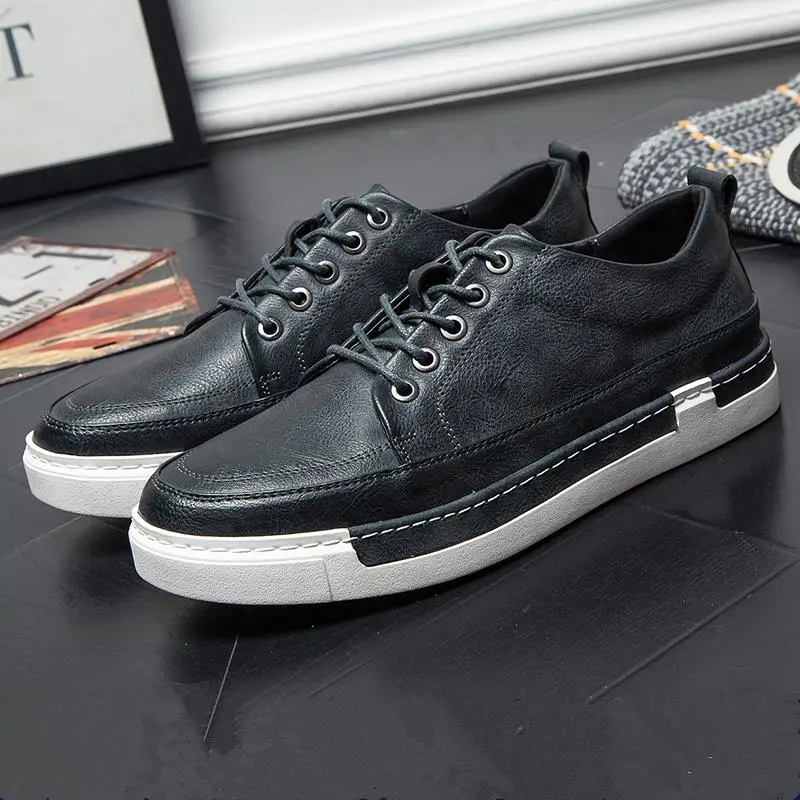 2017 высокое качество осень Мужская обувь зимняя из натуральной кожи модные