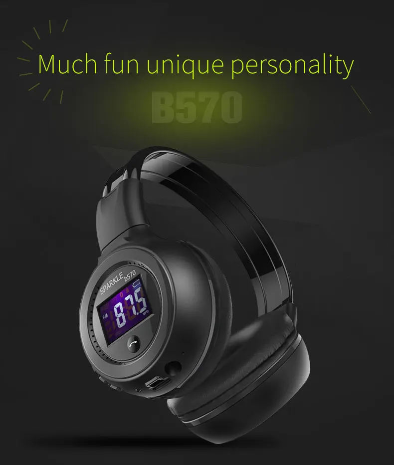 Zealot B570 беспроводные наушники+ fm-радио Bluetooth гарнитуры наушники с микрофоном Поддержка TF карты, AUX
