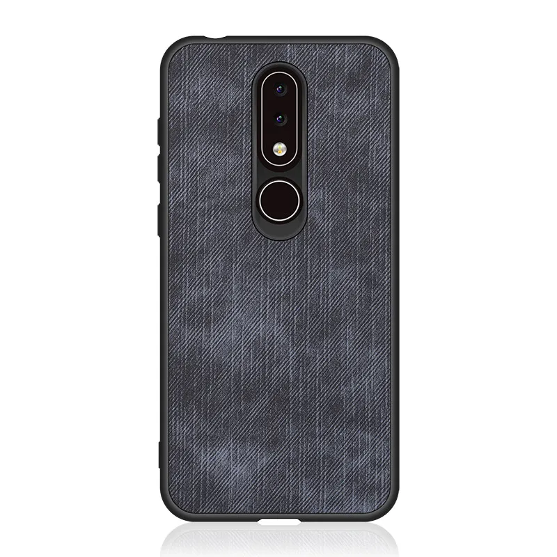 Blue SRHE для Nokia X6 чехол для Nokia 6,1 Plus из искусственной кожи и джинсовой ткани, мягкое Силиконовое полное заднее покрытие для Nokia X6 TA-1099 - Цвет: Blue