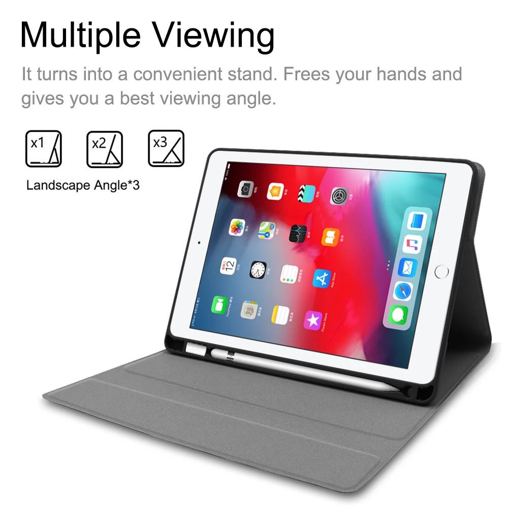 Для iPad 9 7 2018 чехол с клавиатурой держателем для карандашей кожаный защитный 2017 Pro