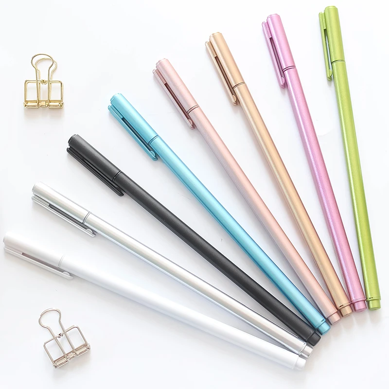 JIANWU 8pcs MUJI style 0.38 Metallic color simple neutral pen fashionable business gel set office supplies|gel set|muji 0.38gel |
