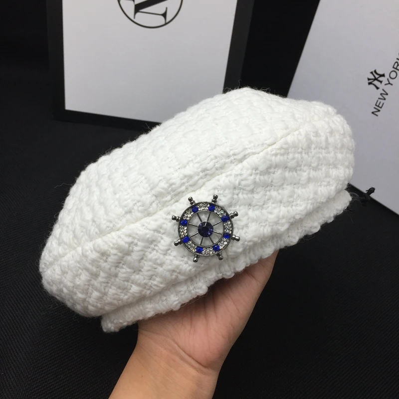 Han edition beret hat and female joker Japanese painter cap student pumpkin ins octagon boom knitting | Аксессуары для одежды