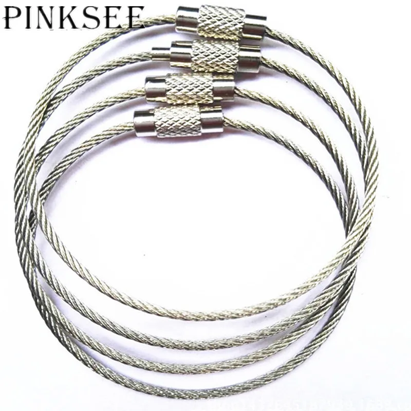 PINKSEE 10 шт./лот проволока из нержавеющей стали брелок трос держатель для ключей