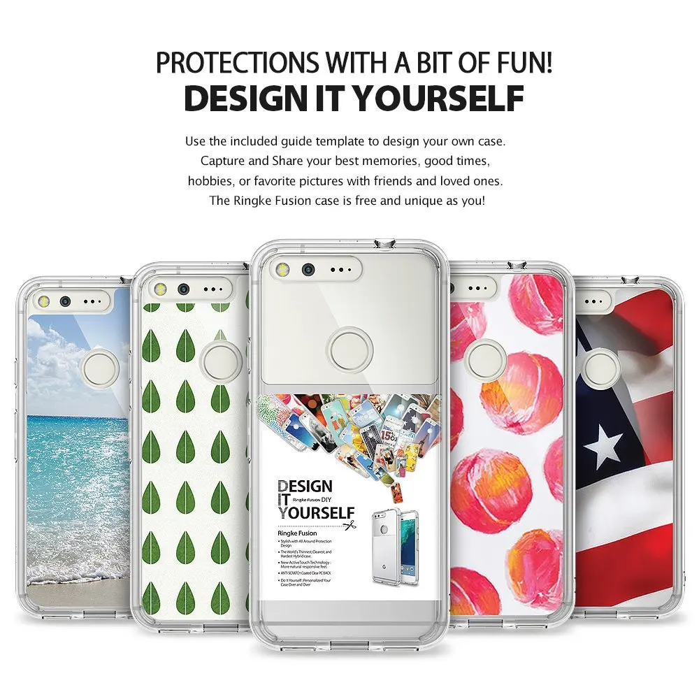 100% оригинал Google Pixel XL чехол Ringke Fusion Crystal Задняя панель + TPU рамка двойные защитные