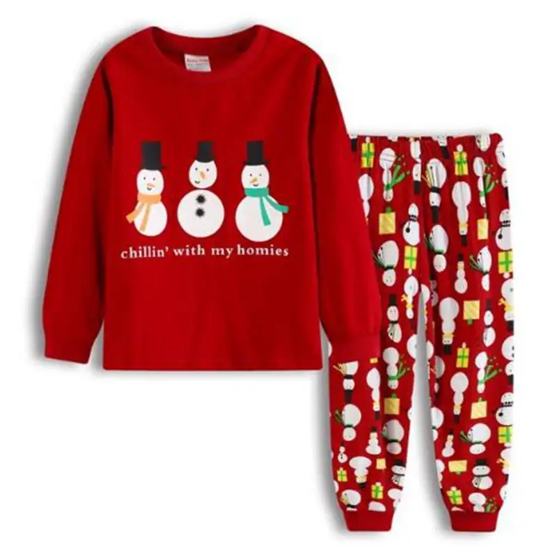 New year gift Kids Baby Boys Cartoon Pajama Sets 2pcs Children girls Sleepwear Homewear Long Sleeve Pajamas set for christmas | Детская