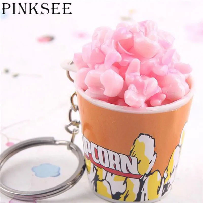 PINKSEE 1 шт. ПВХ попкорн в форме брелока кольца держатель Модная красочная сумка
