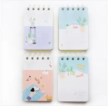Coloffice Kawaii спиральная записная книжка с милой катушкой мини блокнот для записей для школьников набор канцелярских принадлежностей случайный дизайн 1 шт - Цвет: Random 1