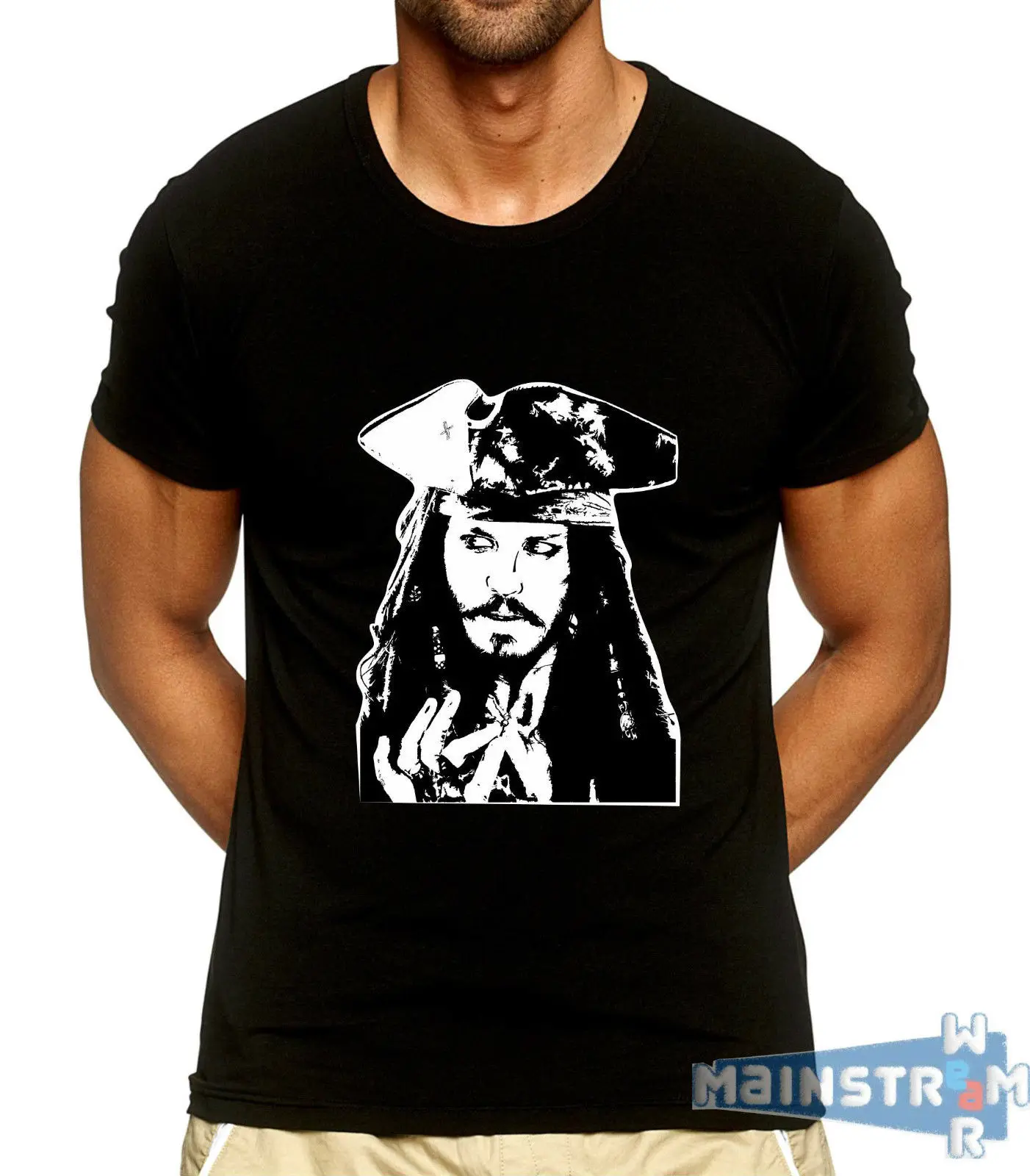 Футболка MAGLIETTA JACK SPARROW pyati DEI CARAIBI JOHNNY DEPP новейшие футболки Модная стильная мужская