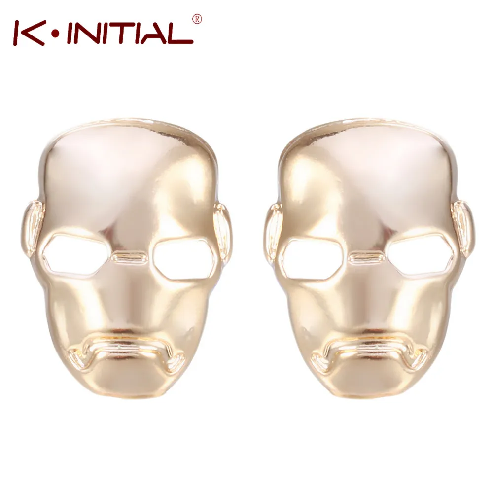 Серьги гвоздики в стиле панк Kinitial форме черепа маски Железного человека супер