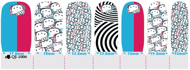 14 шт./лист 14 видов Hello kitty ногтей Обертывания 3D на весь ноготь наклейки дизайнерские наклейки для ногтей наклейки макияж татуировки DIY маникюр инструмент - Цвет: QJ-1006 1sheet