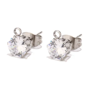 CZ прозрачные циркониевые серьги-гвоздики с петлей серьги из нержавеющей стали пост шпильки результаты для ремесла Diy серьги изготовление