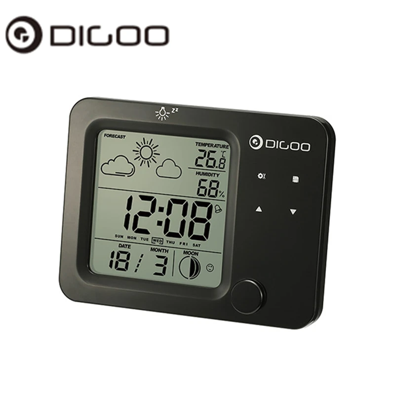 Digoo DG-C5 Беспроводной с голубой подсветкой гигрометр термометр метеорологическая установка сенсорный Сенсор будильник