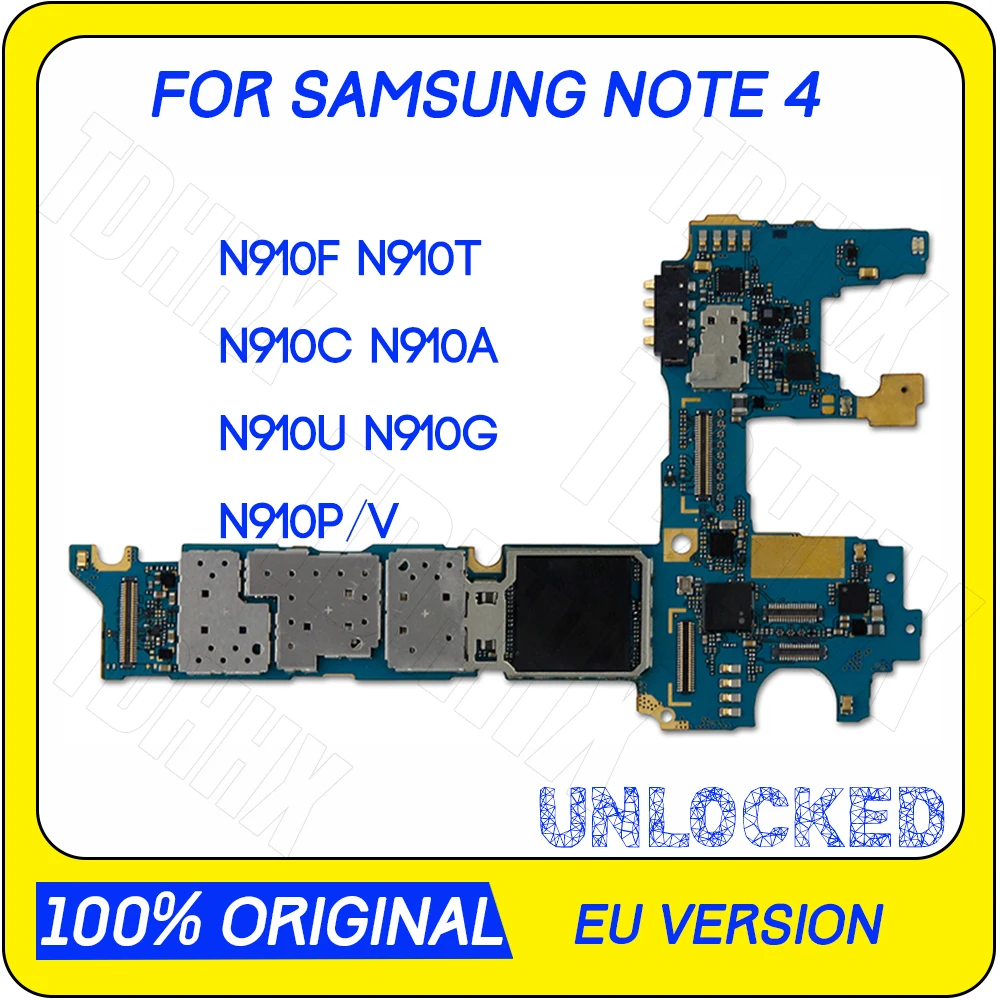 100% оригинальная разблокированная материнская плата для Samsung Galaxy note 4 N910U N910G N910F N910T