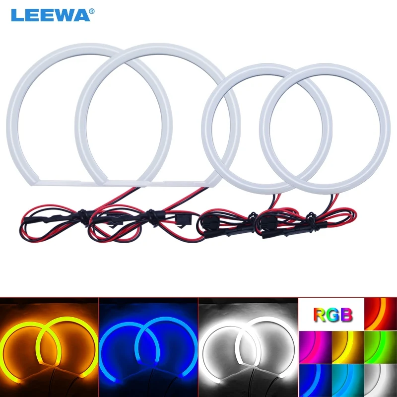 LEEWA 2x100мм 2x131мм автомобильные кольца Halo хлопковые огни SMD LED Ангельские Глазки для