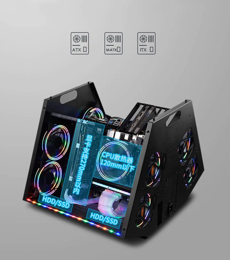 DIY стальной чехол для компьютера matx прозрачное стекло настольное шасси коробка Micro ATX Hands-on сборка для геймеров части ПК