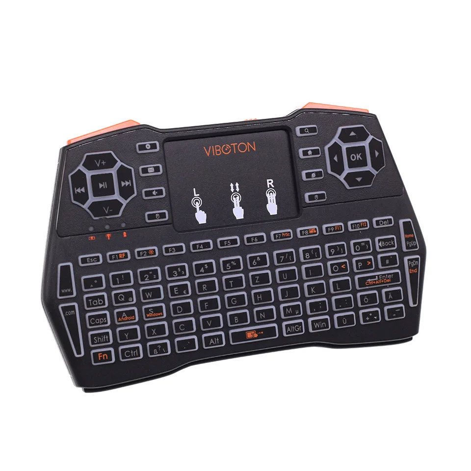 VIBOTON i8 Plus немецкая клавиатура с подсветкой Deutsch 2 4G мини беспроводная Air Mouse + тачпад