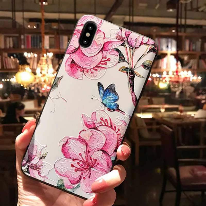 JIBAN для samsung S8plus Note9 Капа скраб окрашены тиснением вишня розовый защитные чехлы