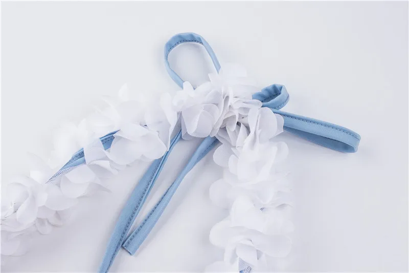 Женский купальник без спинки бикини с цветочным принтом и бретельками купальный