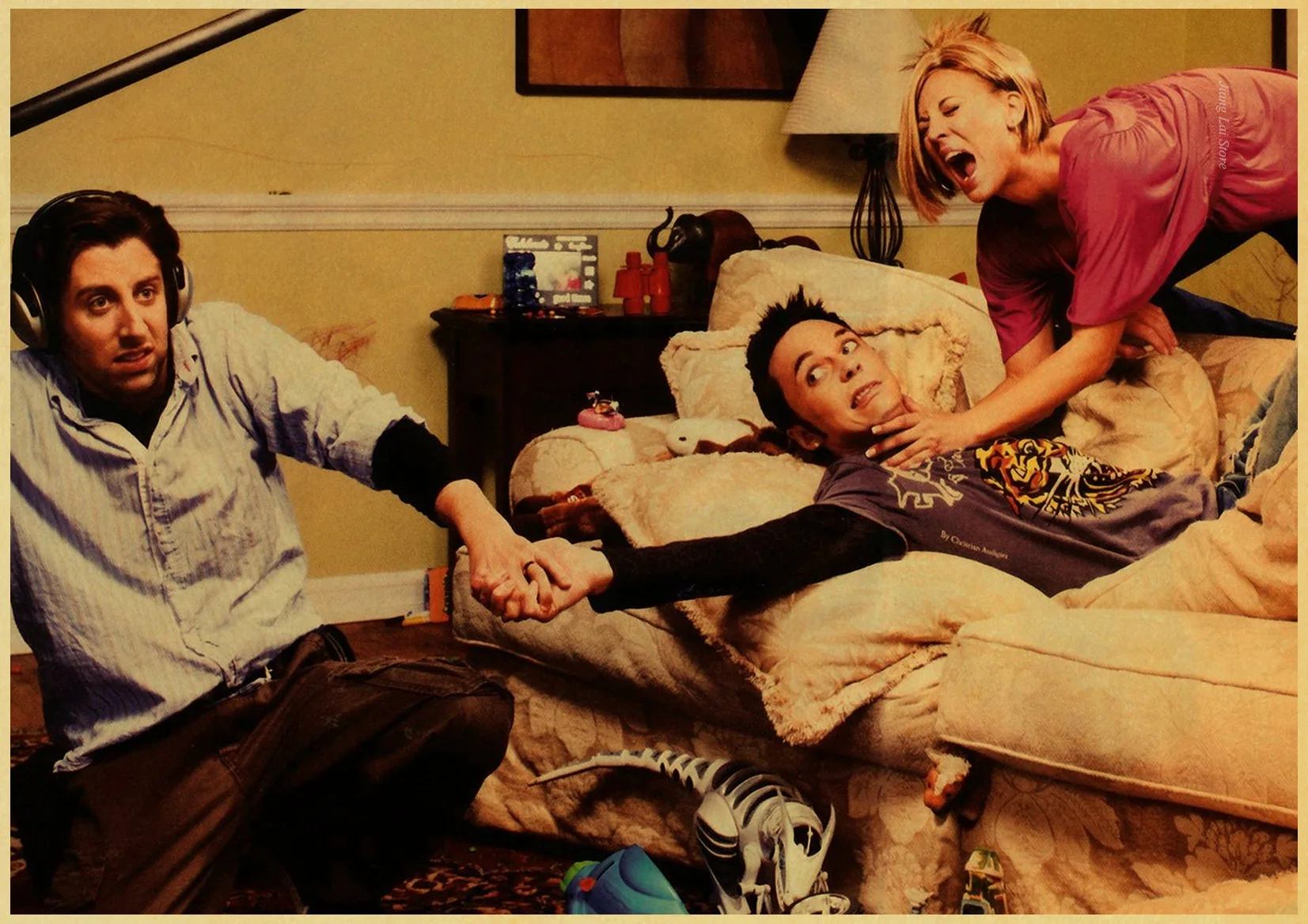 Классический ТВ серии с тематикой сериала Теория большого взрыва плакат печать