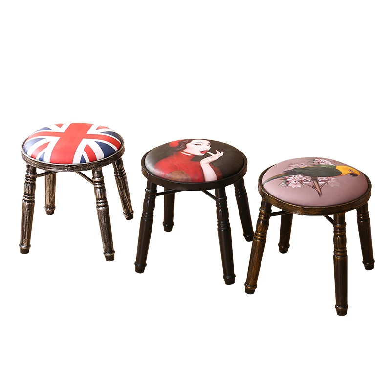 Железный стул в стиле ретро маникюрный салон табурет старинное Европейское для