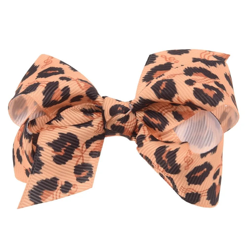 O 16 шт. 2,7 дюймов Leopard банты с принтом для волос Зебра лук милые волосы AccessoriesHair цветок BowsHair зажимы или нет заколка - Цвет: O