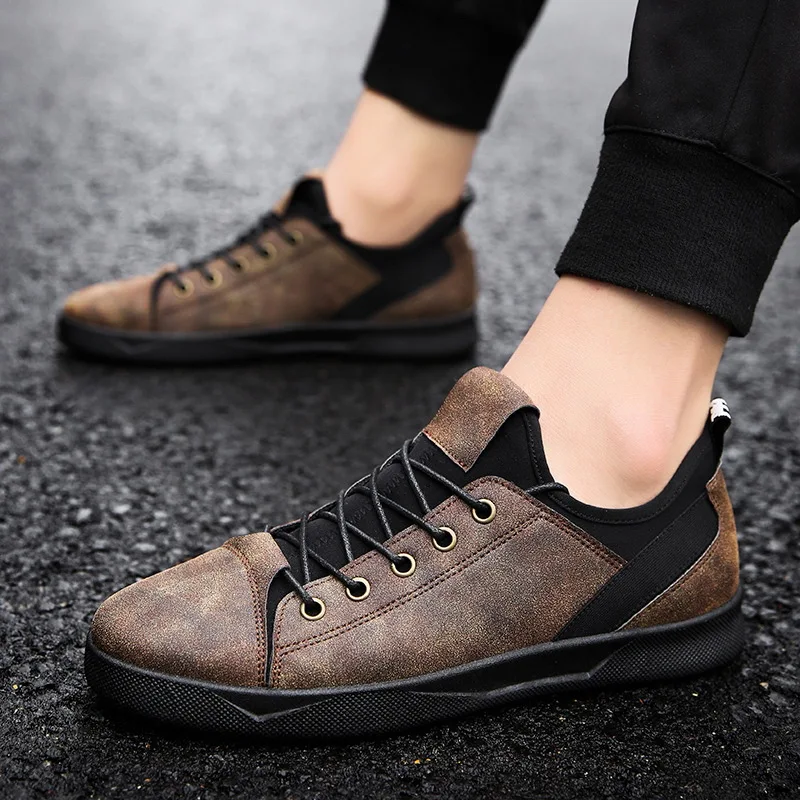 Man Autumn Leisure Shoes Fashion Sneakers 2019 Casual Men PU Leather Student Trainers Chaussure Homme | Обувь