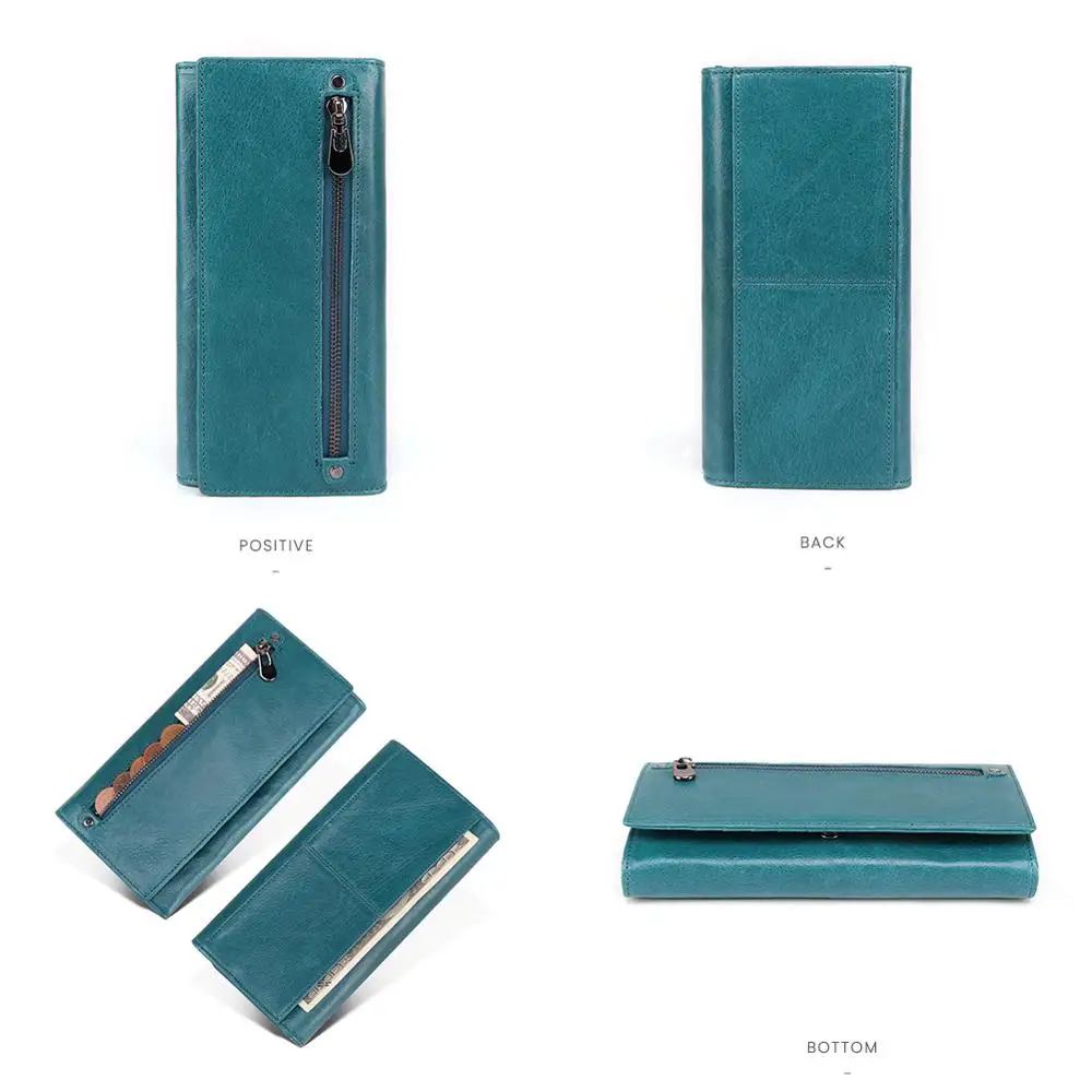 GENODERN Rfid натуральная кожа женские кошельки женский модный клатч кошелек женская