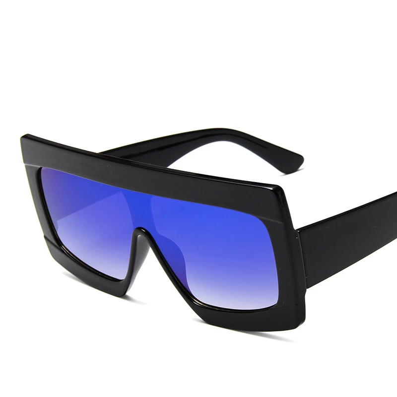 C5 Black Blue Женские солнцезащитные очки с плоским верхом для женщин, брендовые солнцезащитные очки больших размеров с квадратными градиентными оттенками, мужские крутые модные дизайнерские очки - Цвет линз: C5 Black Blue