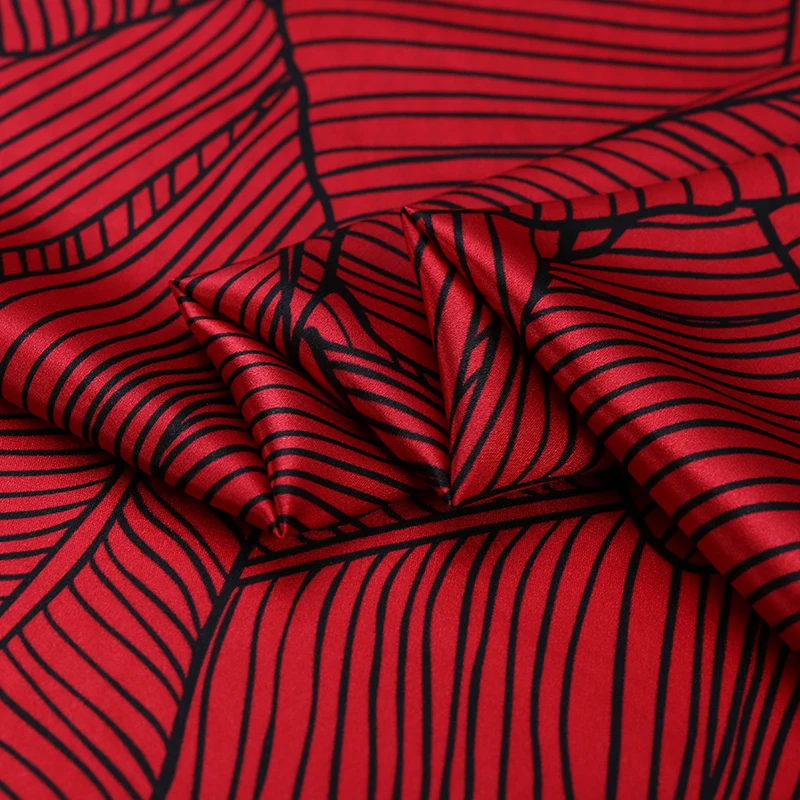 19 мм цифровой струйный стрейч шелк атлас Ткань банан постельное белье с узором из