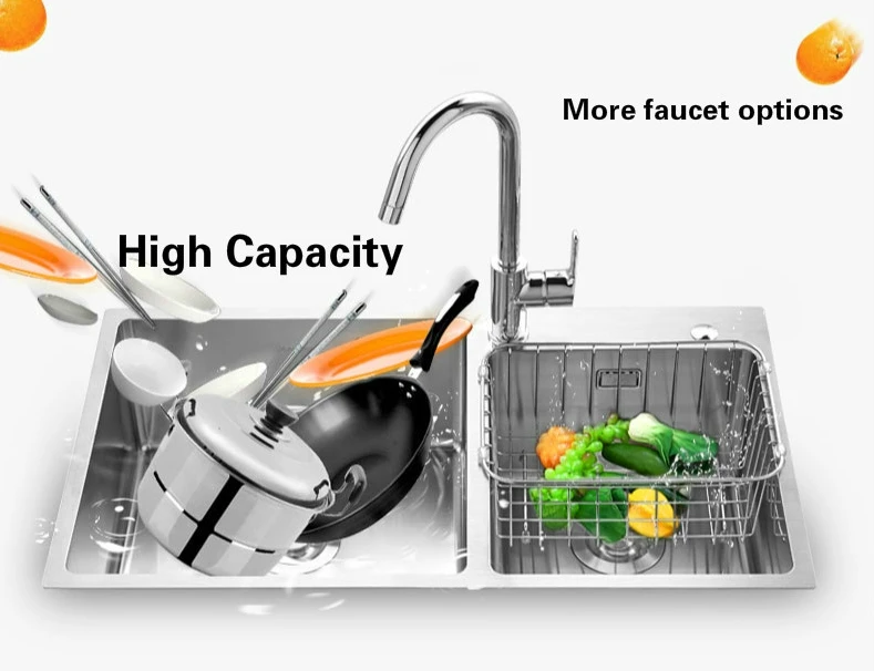 Бесплатная доставка роскошная домашняя кухонная ручная раковина двойной паз