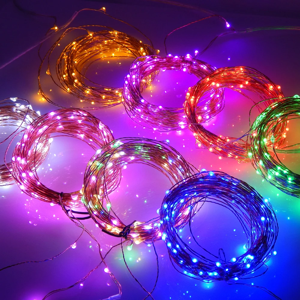 100 м 10 упак. Соединительная серия 3В 33фт 100LED медная проволока Наружное освещение