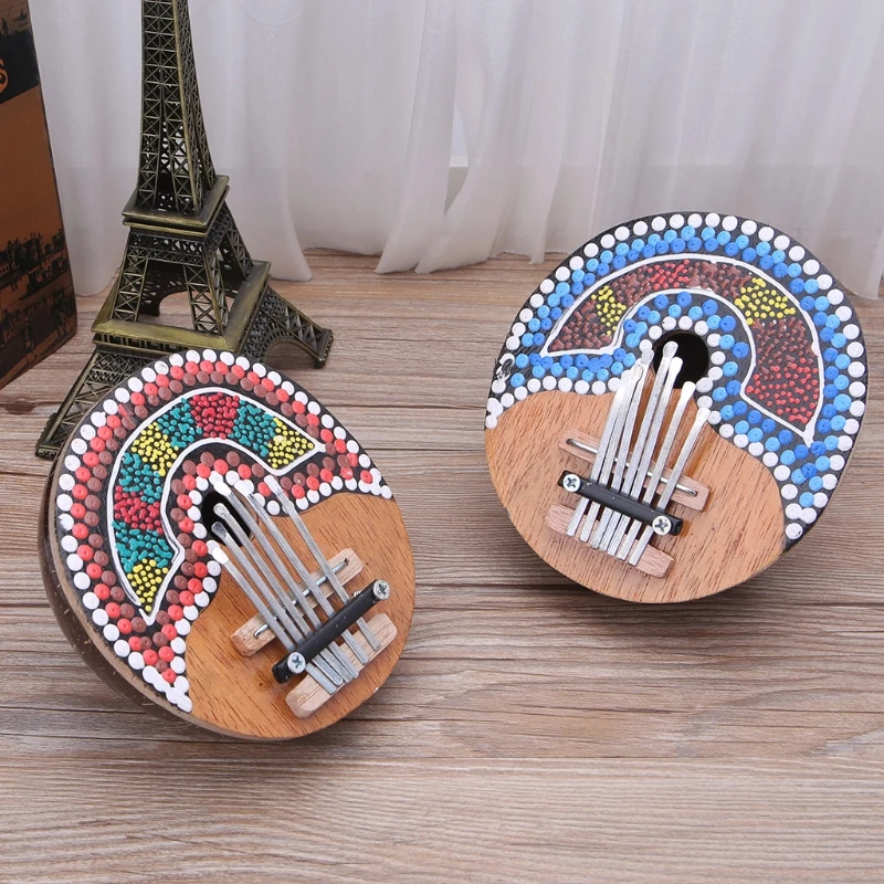 Музыкальные аксессуары Kalimba большой палец пианино 7 клавиш настраиваемый Кокосовая оболочка окрашенный музыкальный инструмент дропшиппинг