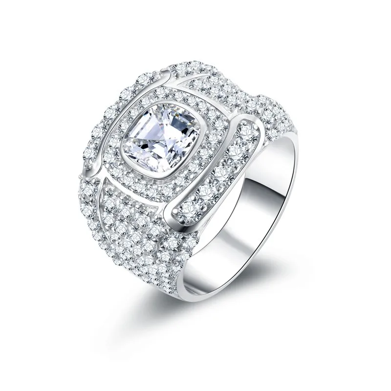 COLORFISH Роскошные 2,5 ct подушки Halo мужские кольца ювелирные изделия оригинальные аутентичные стерлингового серебра 925 SONA NSCD мужские кольца Свадебные
