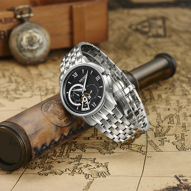 MEGIR Топ Бренд роскошные часы Мужские автоматические механические сапфировое