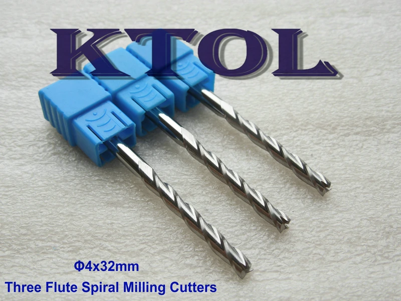 Набор фрез Sharp Edge 4x32 мм три 3 флейты твердосплавные фрезы для древесины акрила MDF |