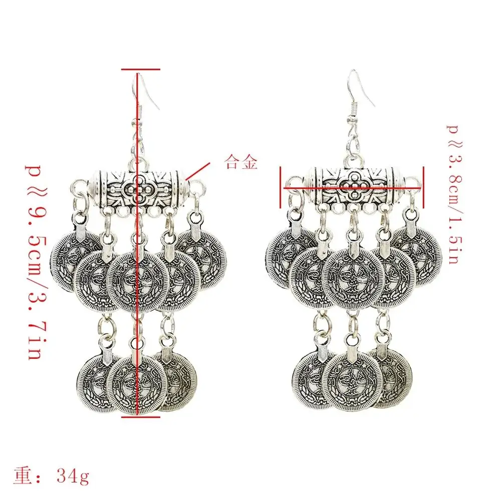 Винтажные бриллиантовые серьги-подвески Цыганский родовой Бохо этнические