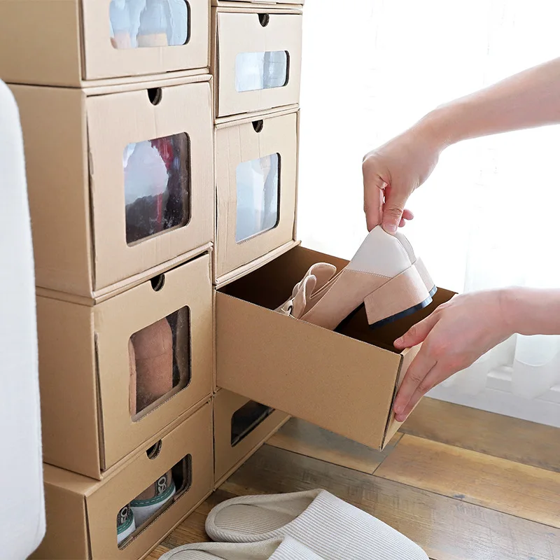 Открывающаяся акция прозрачная коробка для хранения обуви с увеличением ящика