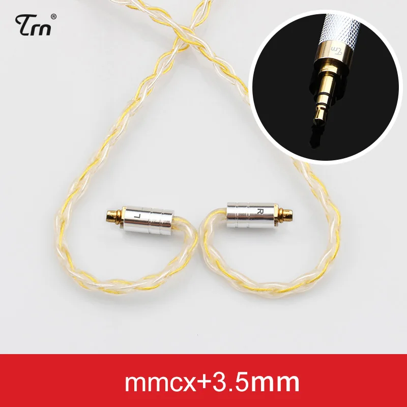 TRN MMCX/2Pin коннектор 3,5/2,5 сбалансированный 8 жильный Медный Серебряный смешанный кабель для TRN V10/V20/V60/V80 ZS4/ZS6/ZS10/ES4/ZS10/AS10/BA10 - Цвет: 3.5mm With MMCX