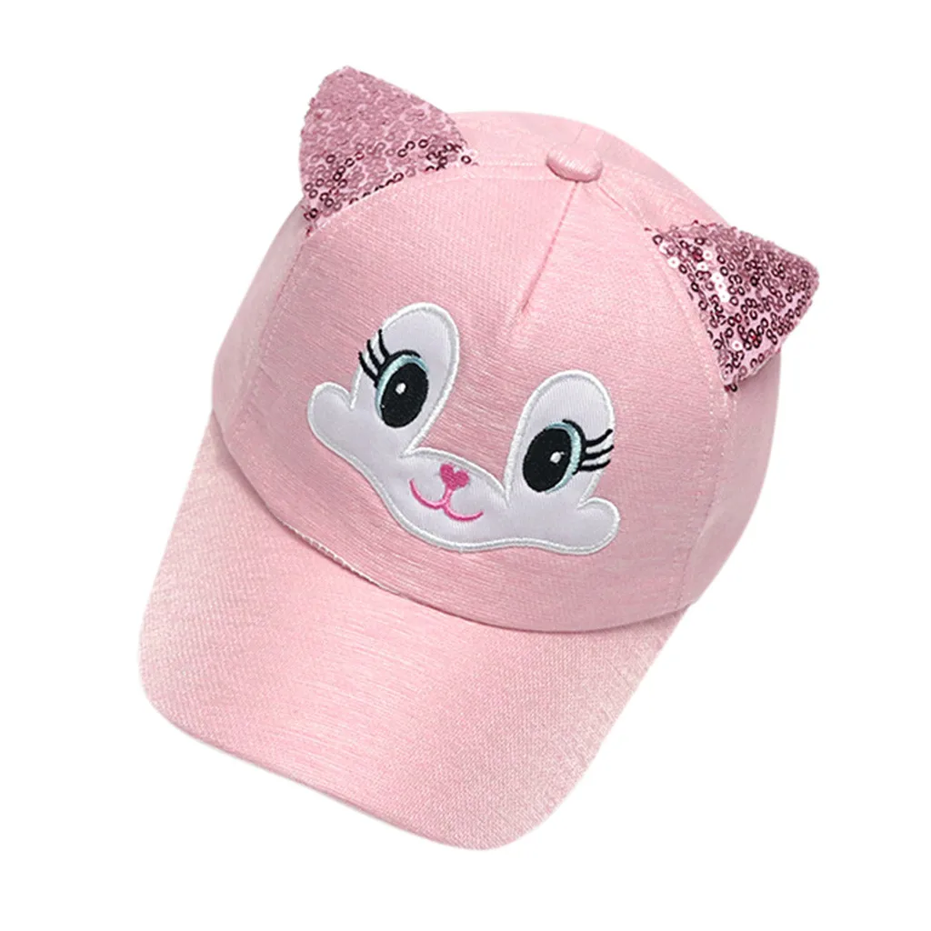 ARLONEET/Детская летняя шляпа, детская бейсбольная кепка с блестками, солнцезащитная Кепка с кроликом из мультфильма, карнизы, Детские кепки от солнца, Снэпбэк Кепка в стиле хип-хоп, s, 1-4 t - Цвет: PK
