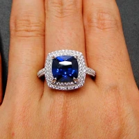 engagement wedding jewelry tanzanite ring 925 silver rings 9x9mm tanzanite cz women jewelry ring for gift