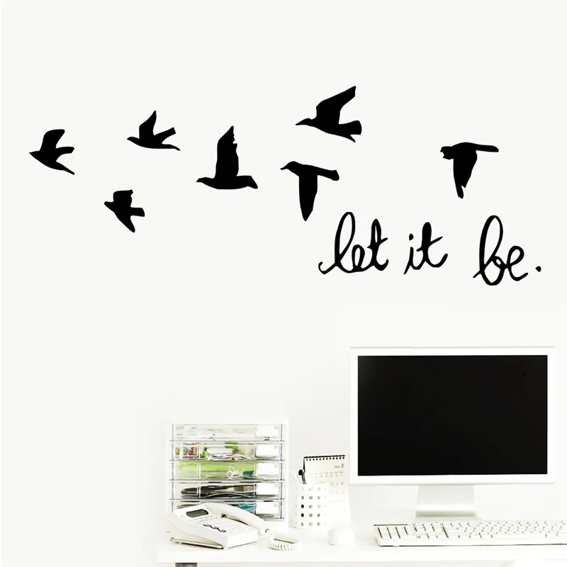 Летающие птицы Настенная Наклейка для детской комнаты Let It Be виниловые наклейки с