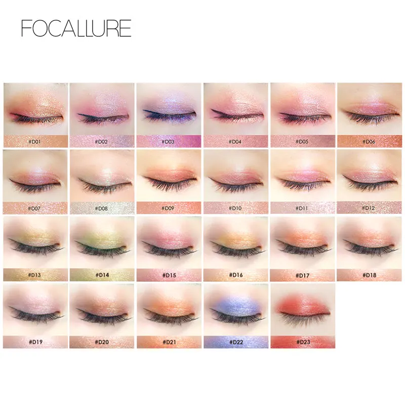 FOCALLURE, блестящие тени для век, профессиональные, высокое качество, одиночные тени для век, модные, блестящие, пигментированные, мягкая пудра, мерцающие тени для век