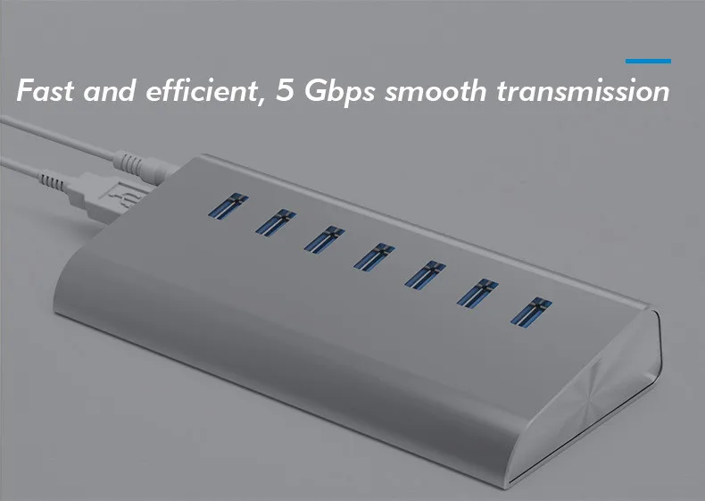 5 Гбит/с быстрая скорость Серебряный алюминий 7 портов USB 3,0 серия usb-хаб высокоскоростной портативный алюминиевый usb-хаб сплиттер blueendless