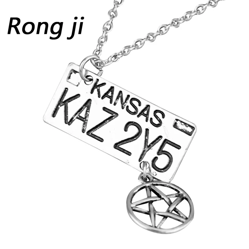 

New Fashion Supernatural Dean License Pentagram Plate Pendant Collier Zinc Alloy Vintage Necklace For fans Souvenir Gifts