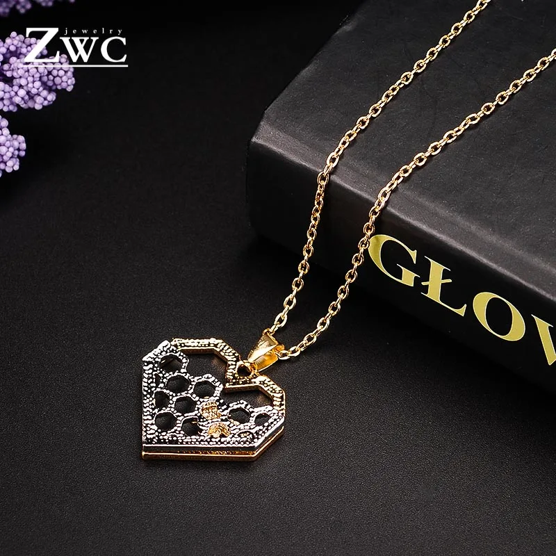 

ZWC Fashion Charm Creative Honeycomb Accessories Pendant Necklace for Women Girl Party Personality Cute Hollow Necklaces Jewelry