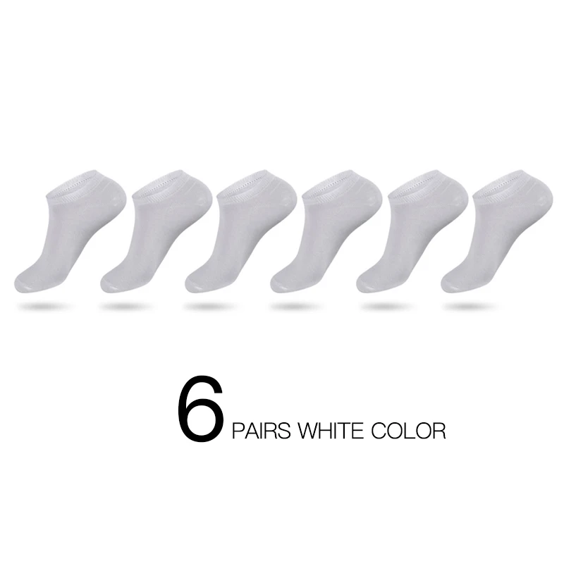 White 6pairs / много мужчин, хлопковые носки летом тонкие носки не показывают высокое качество дыхания лодку носки короткий мужчин русский размер(39-44 - Цвет: White