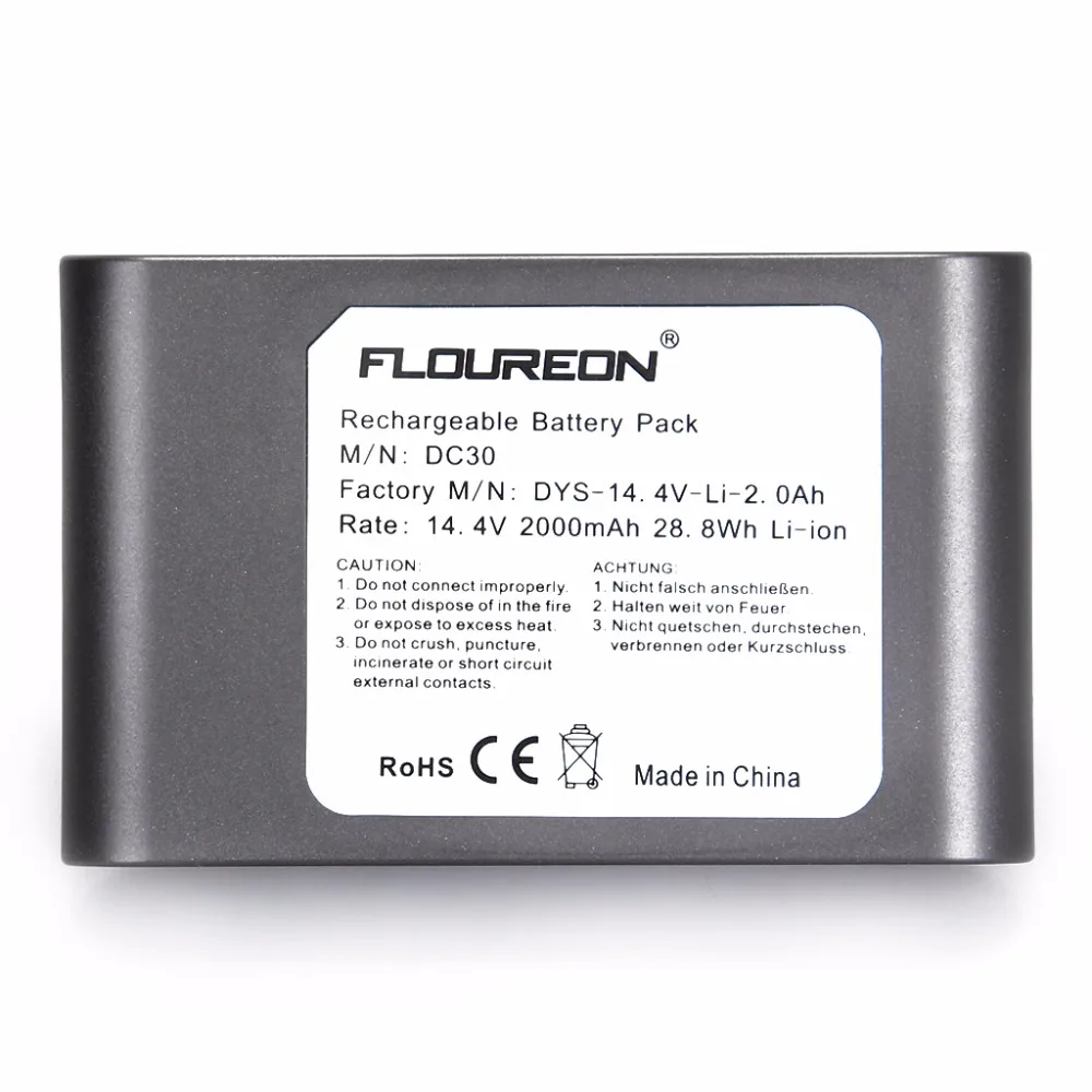 Ручная аккумуляторная батарея для пылесоса Dyson 14 4 V 2000mAh 28 8wh FLOUREON DC30 917083-02 Li-Ion