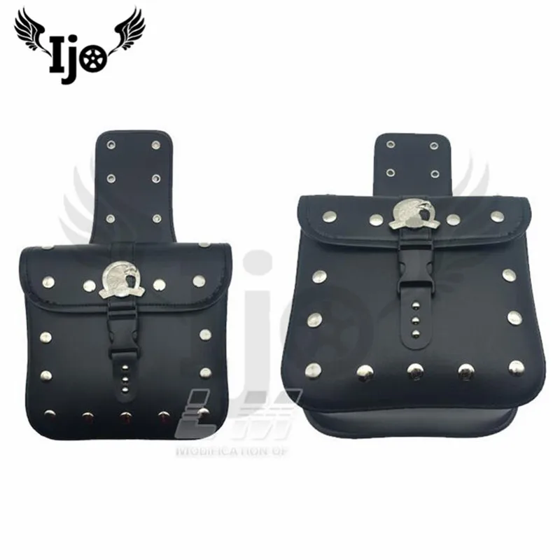 eagle rivet black leather motorbike tool luggage tail pouch moto side bag for honda suzuki yamaha Kawasaki motorcycle saddlebag |