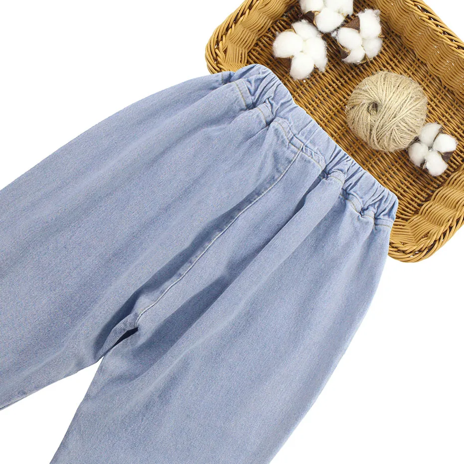 Джинсовые штаны для девочек повседневные стильные джинсы однотонные детские