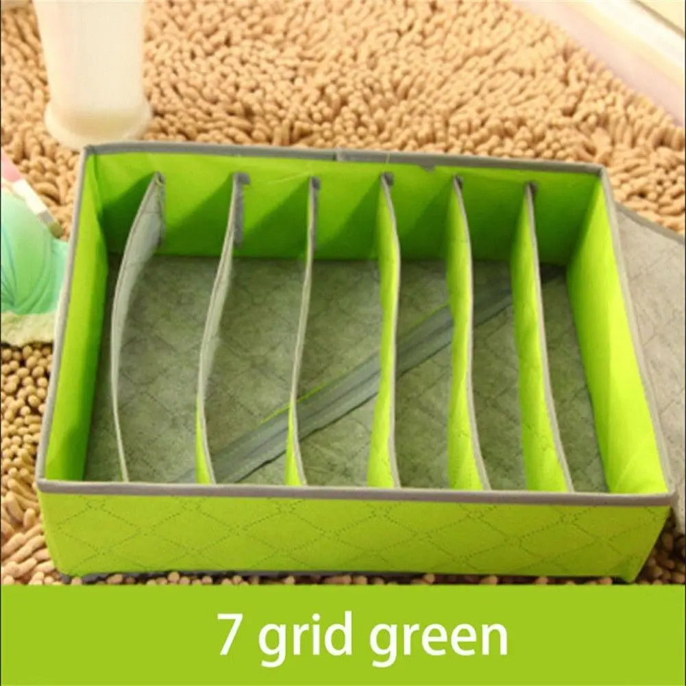 Green 7 grid Складной органайзер, ящик для хранения, чехол из нетканого материала для бюстгальтеров, галстуков, нижнего белья, носков, органайзер, ящик для хранения - Цвет: Green 7 grid